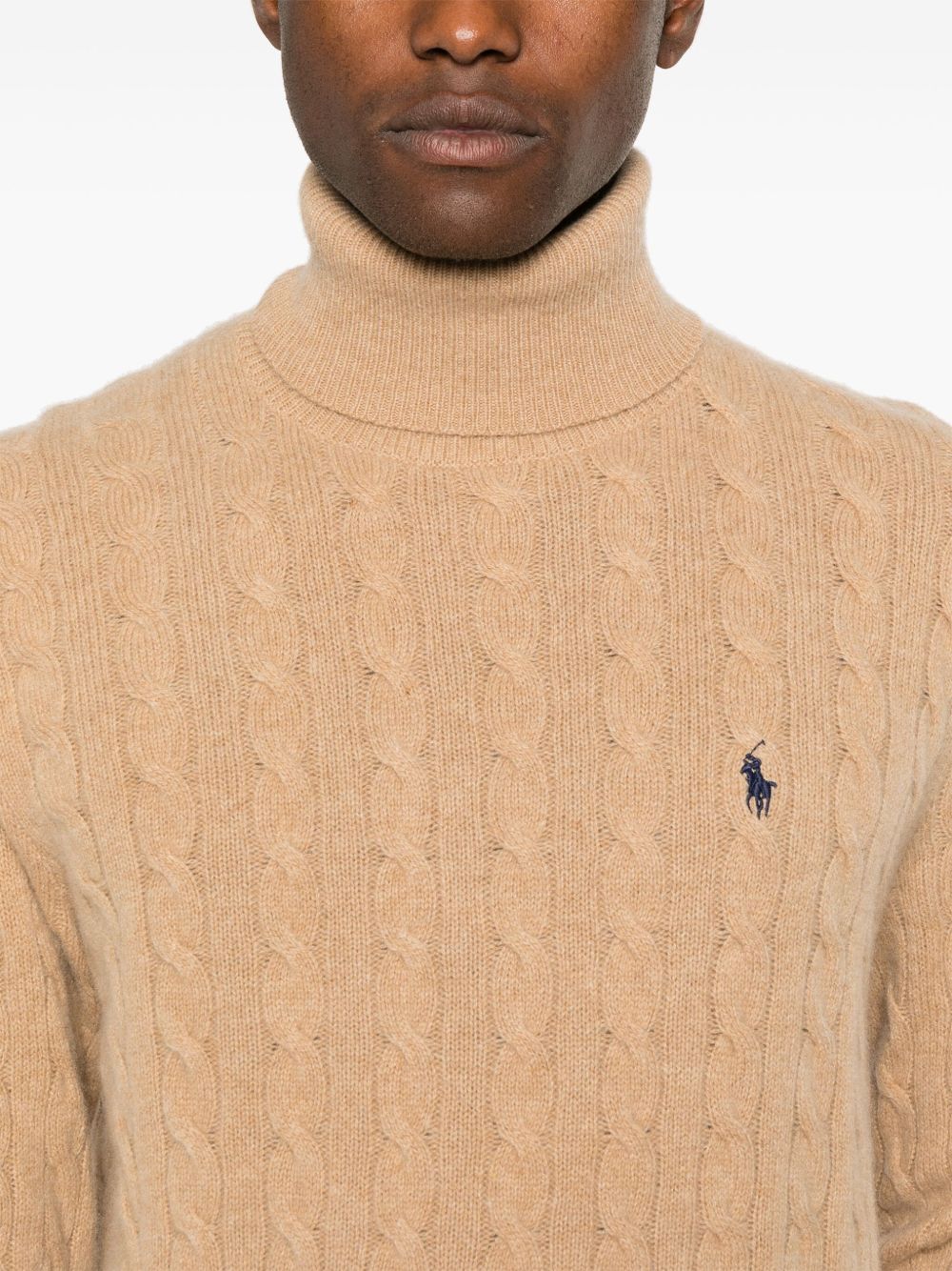 Cashmere and wool cable knit turtleneck