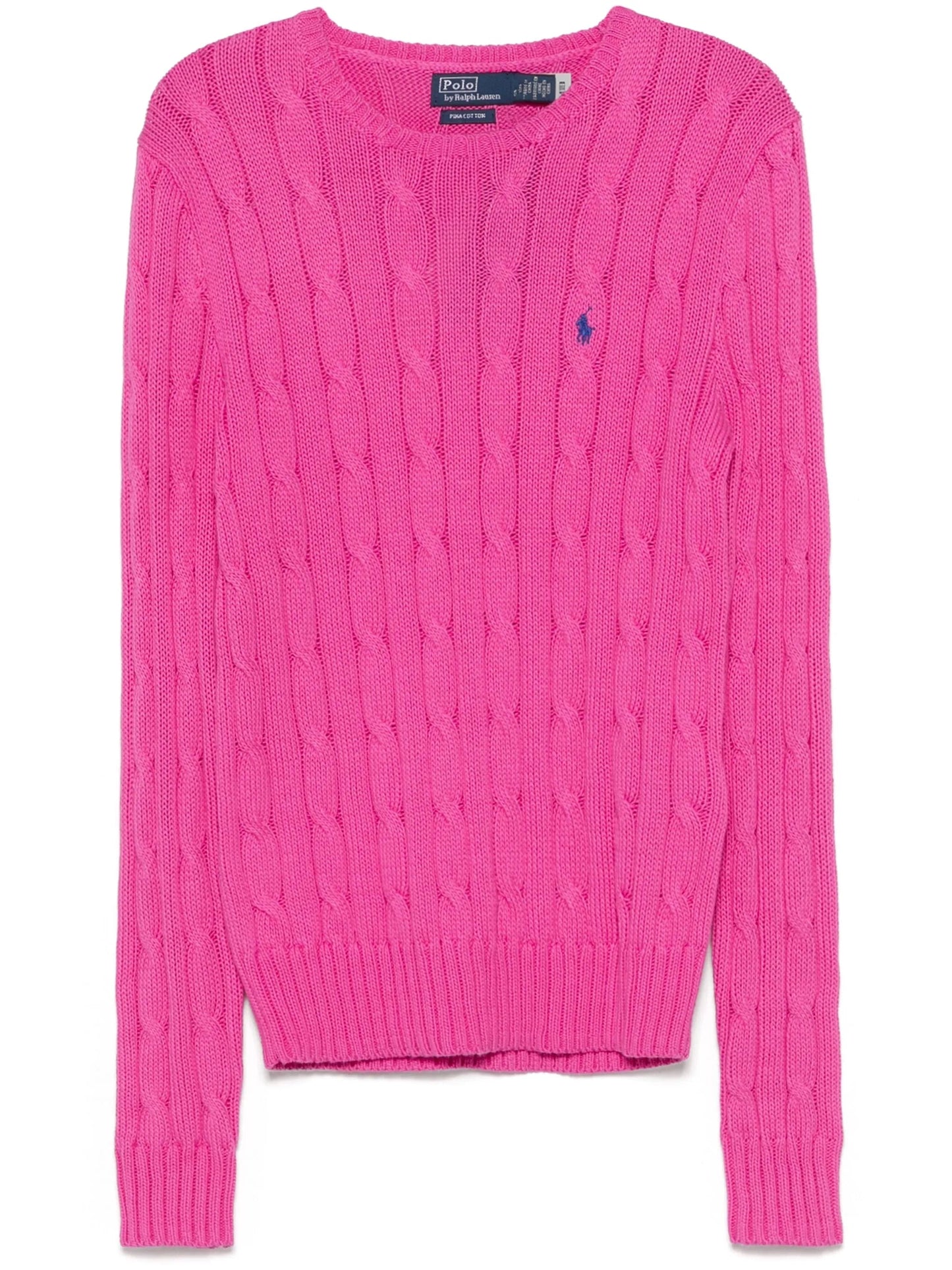 Crew-neck sweater in cable-knit cotton