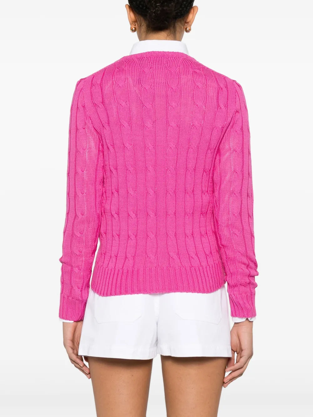 Crew-neck sweater in cable-knit cotton